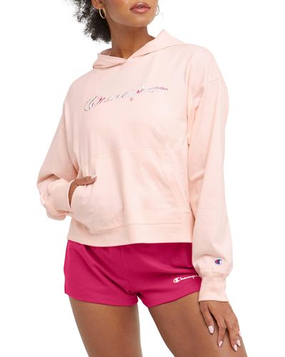 Champion , T-shirt Graphic Hoodie, Comfortable Sweatshirt For , Pale Blush Pink, Small - Red