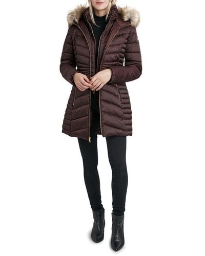 Laundry by Shelli Segal 3/4 Puffer Jacket With Detachable Hood And Bib - Black