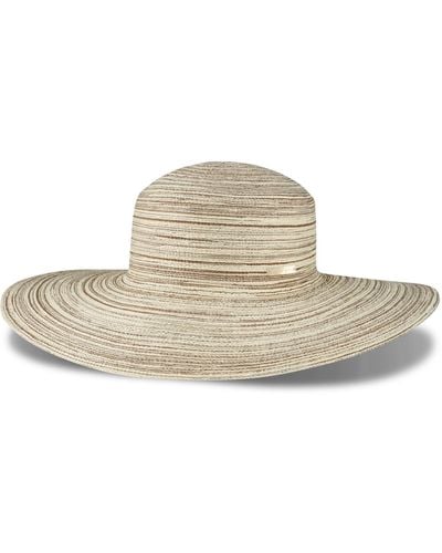 Jessica Simpson Wide Brim Straw Fedora Hat - White