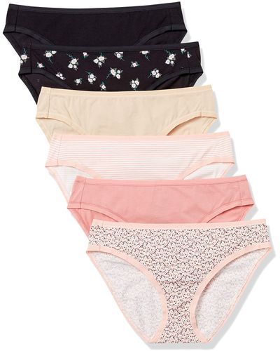 Amazon Essentials Katoen Stretch Bikini Panty,6-pack Rose Gesorteerd,m-l - Zwart