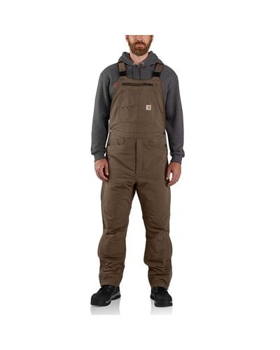 Carhartt Mens Super Dux Relaxed Fit Insulated Bibs Overalls - Brown