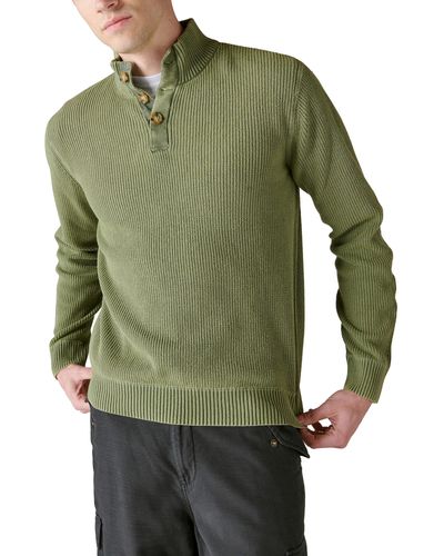 Lucky Brand Mixed Media Mock Neck Sweater - Green