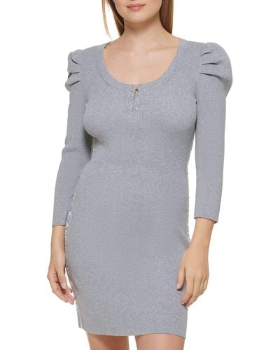DKNY 3/4 Cuff Sleeve Shealth Dress - Gray