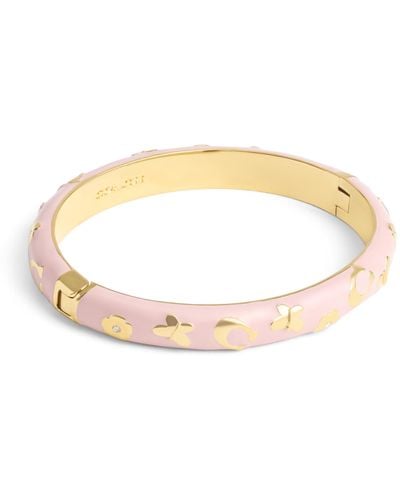COACH Signature Daisy Enamel Bangle Bracelet - Metallic