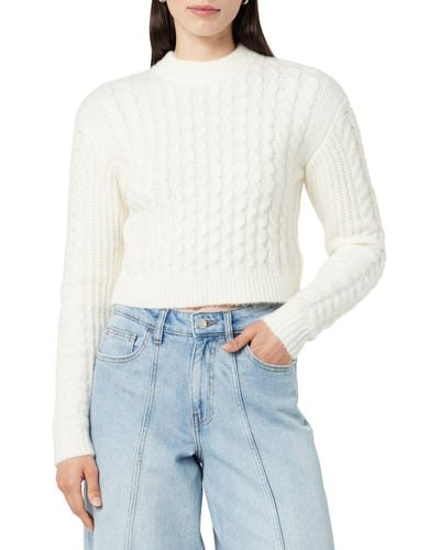 The Drop Corey Cropped Cable-knit Jumper Whisper White