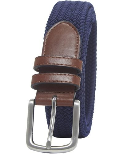 Amazon Essentials Cinturón Trenzado de Tejido y Elástico Hombre - Azul