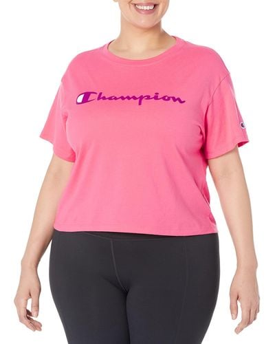 Champion Plus Size Cropped Tee - Pink