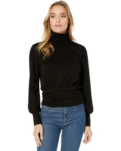 AG Jeans Womens Rejina Knit Draped Backless Longsleeve Top Shirt - Black