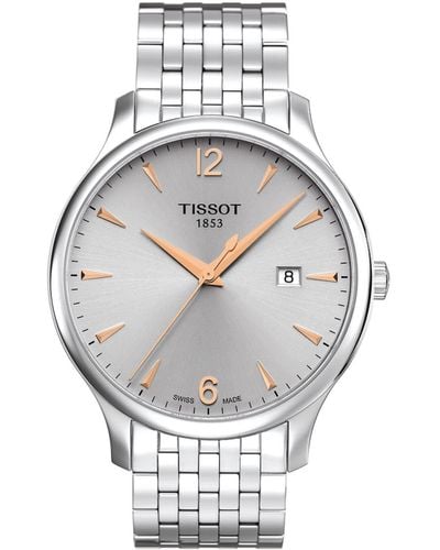 Tissot Mens Tradition Stainless Steel Dress Watch Silver T0636101103701 - Metallic