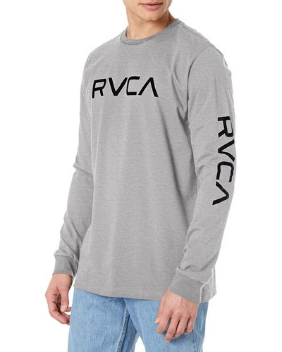 RVCA Graphic Long Sleeve Crew Neck Tee Shirt - Gray