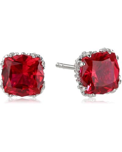 Amazon Essentials 925 Sterling Silver 7mm Jubilee Cut Created Ruby Stud Earrings For - Red