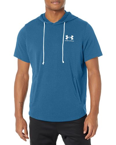 Under Armour S Rival Terry Short-sleeve Hoodie, - Blue