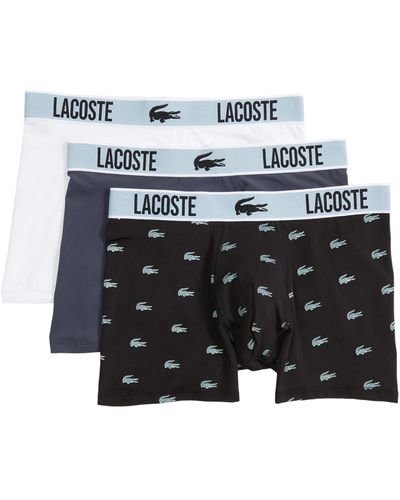 Lacoste 3-pack All Over Print Active Microfiber Trunks - Blue