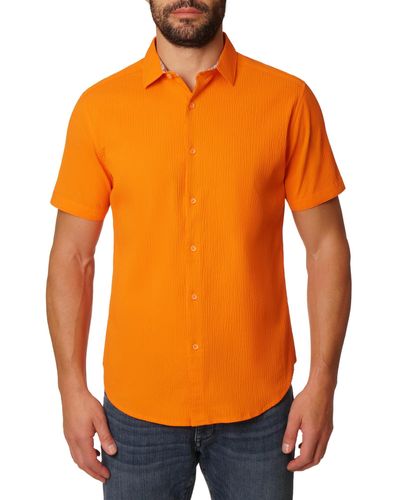 Robert Graham Gilford Short Sleeve Woven Button Down Shirt - Orange