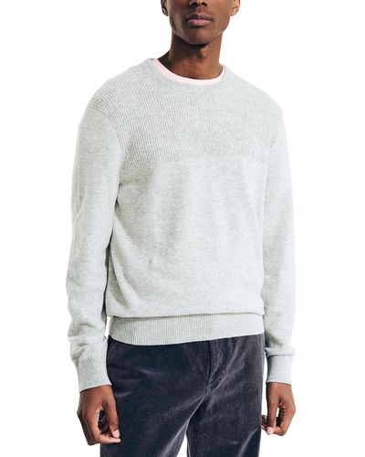 Nautica Sustainably Crafted Textured Crewneck Sweater - Gray