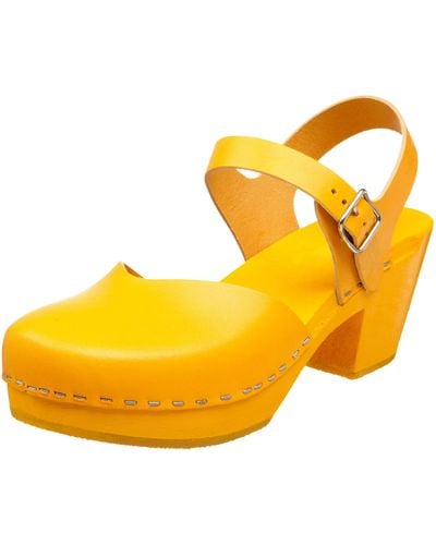 Swedish Hasbeens Covered High Clog,yellow,6 M Us
