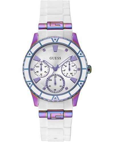 Guess White Strap White Dial Iridescent - Blue