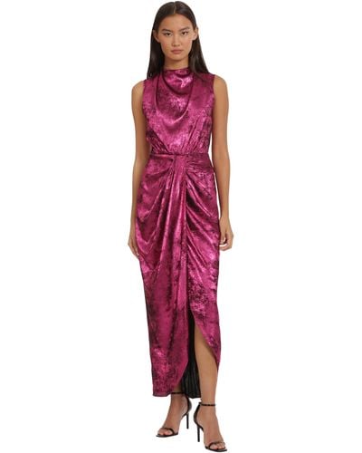Donna Morgan Holiday Foil Glitter Shimmer Metallic Dress Occasion Party Guest Of - Red