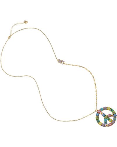 Betsey Johnson Love Peace Sign Pendant Necklace - Metallic