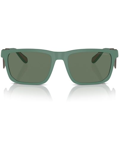 Emporio Armani Ea4219f Low Bridge Fit Rectangular Sunglasses - Green