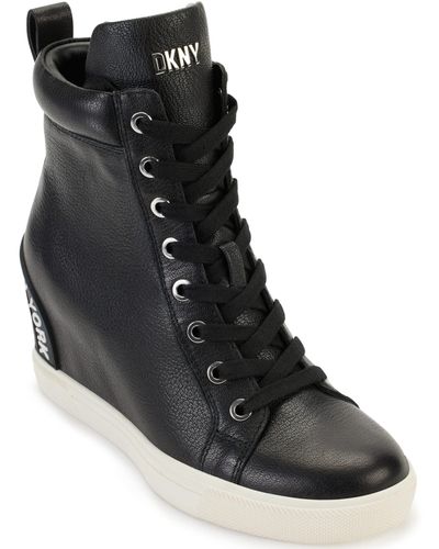 DKNY Essential High Top Slip On Wedge Sneaker - Black