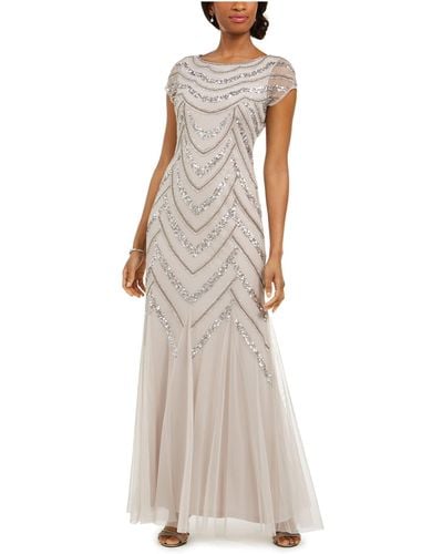 Adrianna Papell Bead Covered Gown - White