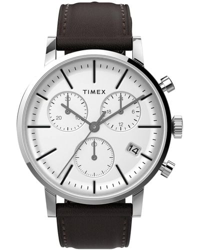 Timex White Dial Silver-tone Case Black - Metallic