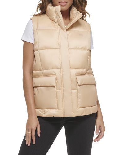 Levi's Sporty Box Quilted Puffer Vest - Natural