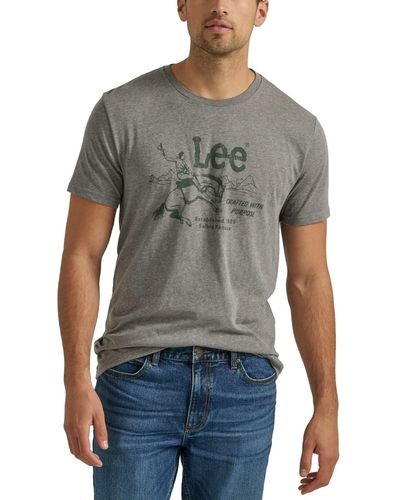 Lee Jeans Short Sve Graphic T-shirt - Gray