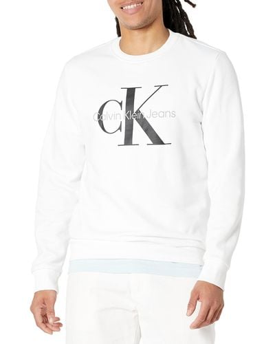 Calvin Klein Monogram Logo Crewneck Sweatshirt - White