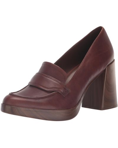 Naturalizer S Amble Block Heel Loafer Coffee Bean Brown Leather 12 M