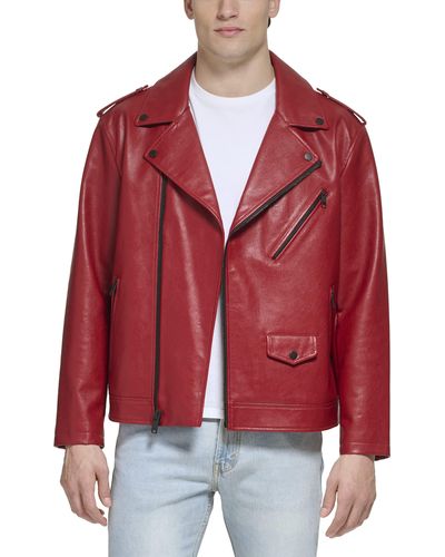 DKNY Modern Motorcycle Jacket - Red