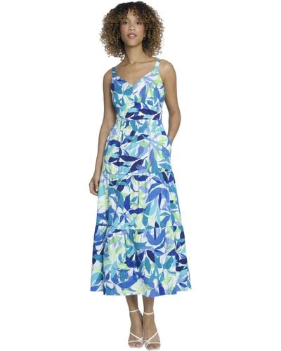 Maggy London Sleeveless V-neck Maxi Pockets | Summer Dresses For - Blue