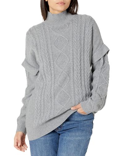 BCBGMAXAZRIA Long Sleeve Turtleneck Sweater - Gray
