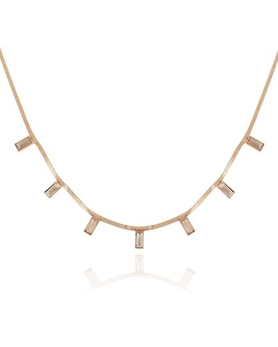 Guess Goldtone Baguette Glass Stone Snake Chain Choker Necklace - Metallic