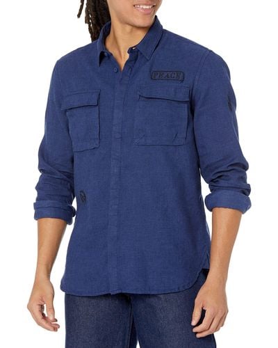 John Varvatos Freddy Long Sleeve Shirt Jacket - Blue