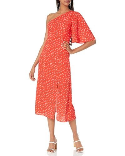 French Connection Fayola One Shoulder Midi Dress - Red