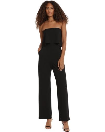 Donna Morgan Sleek Chic Strapless Peplum Jumpsuit Dressy Party Event Occasion Night Out Guest Of - Black