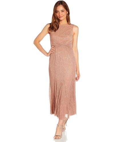 Adrianna Papell Metallic Ankle Dress - Pink