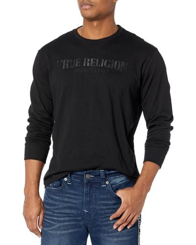 True Religion Relaxed Satin Arch Ls Tee - Black