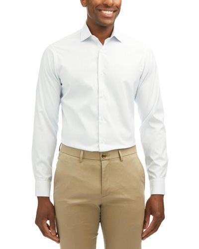 Perry Ellis Portfolio Long Sleeve Slim Fit Performance Dress Shirt - White