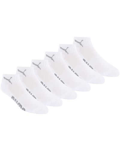 PUMA 6 Pack Quarter Crew Socks - White