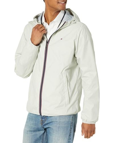 Tommy Hilfiger Lightweight Active Water Resistant Hooded Rain Jacket - White