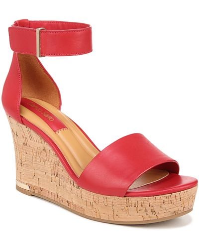 Franco Sarto S Clemens Cork Wedge Sandal Cherry Red Leather 9 M