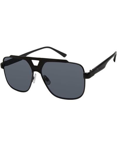 Rocawear R1551 Metal Navigator Uv400 Protective Rectangular Sunglasses. Gifts For With Flair - Black