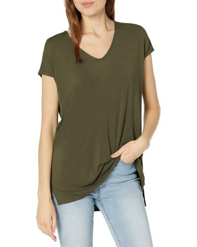 Daily Ritual Jersey Oversized-fit Dolman-sleeve V-neck Tunic - Green