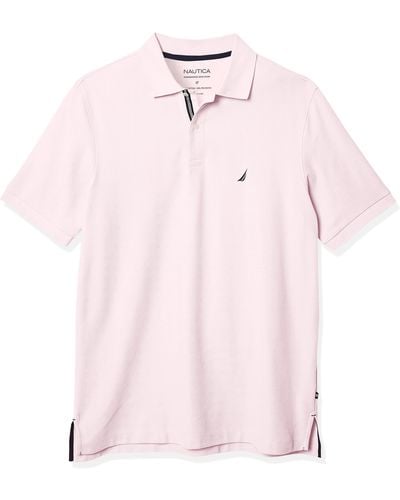 Nautica Classic Fit Short Sleeve Solid Performance Deck Polo Shirt - Pink