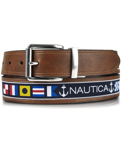 Nautica Reversible Belt With Flag Pattern - Multicolor