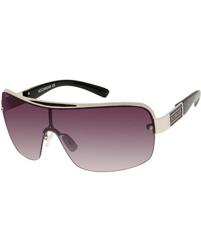 Rocawear R1530 Semi-rimless Metal Uv Protective Rectangular Shield Sunglasses. Gifts For With Flair - Black
