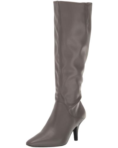 Franco Sarto S Lyla Pointed Toe Knee High Boots Gray Wide Calf Leather 7.5 M